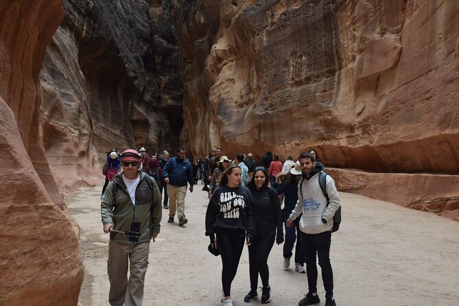 1 Day Tour to Petra From Eilat - Walking through the Siq to Petra’s Treasury