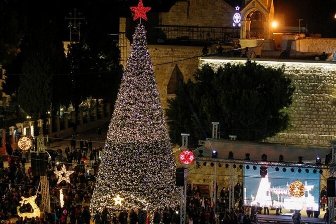 2024 Israel Christmas Holy Land Tour - Bethlehem Midnight Mass - Bethlehem on Christmas Eve: celebration, not guaranteed church entry