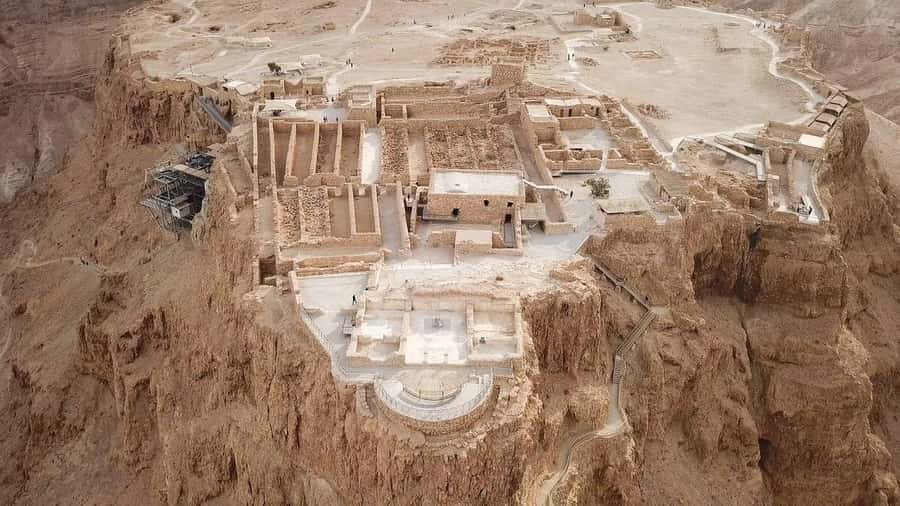 From Jerusalem: Masada and Dead Sea Private Tour - Masada by cable car, with the Snake Path below