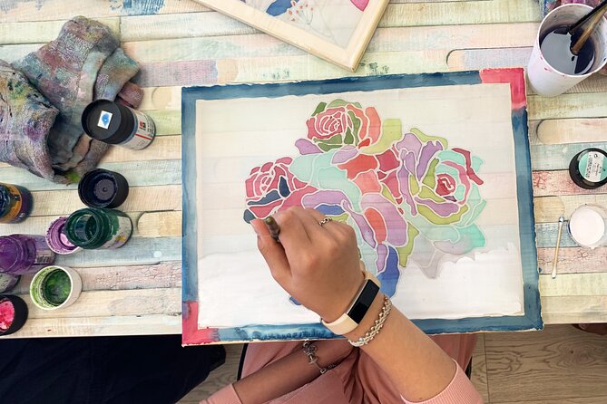 Private Silk Wall Hanging Painting Workshop in Jerusalem - A Step-by-Step Look at the Painting Session